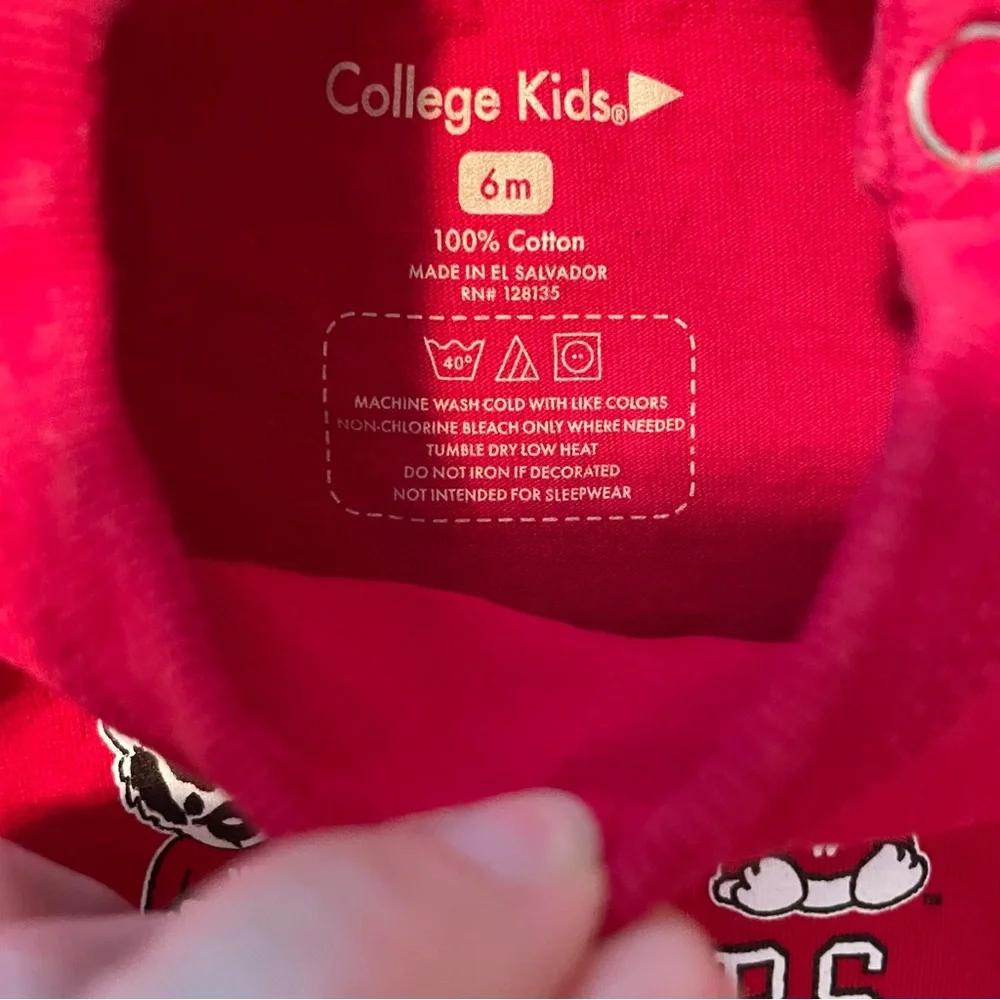 University of Wisconsin Badgers Long-Sleeved Onesie, sz 6 months. - Picture 3 of 4